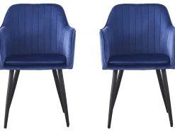 Lot de 2 chaises "Velma" en velours avec accoudoirs Bleu