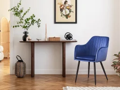 Lot de 2 chaises "Velma" en velours avec accoudoirs Bleu