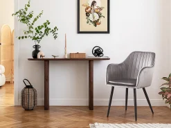 Lot de 2 chaises "Velma" en velours avec accoudoirs Gris