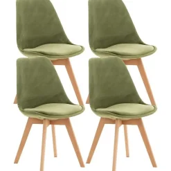 Lot de 4 Chaises Vintage - LinCHAVORNAY Velours Vert Clair - Bois et Simili - Salle à manger