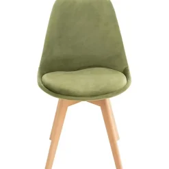 Lot de 4 Chaises Vintage - LinCHAVORNAY Velours Vert Clair - Bois et Simili - Salle à manger