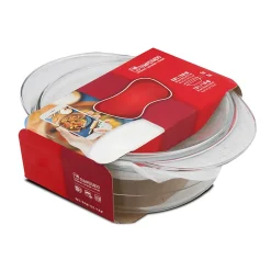 Lot de 6 cocotte ronde avec couvercle, casserole avec poignées en verre 2.3 L - Longueur 26 x Profondeur 20.2 x Hauteur 10.9 cm