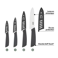 Lot de 4 couteaux en céramique Gris Zirco - 5Five