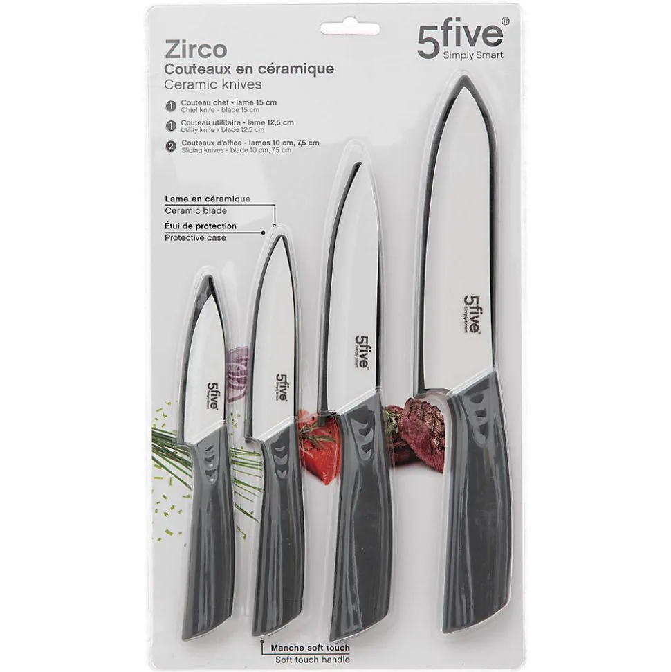 Lot de 4 couteaux en céramique Gris Zirco - 5Five