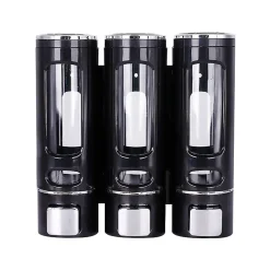 Lot de 3 distributeurs de savon mural - 400 ml - Noir - Distributeur de savon - Distributeur de liquide vaisselle