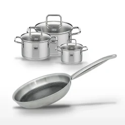 Lot de 3 Faitouts Elo Relief Solution 12/16/20cm et Poêle 24cm