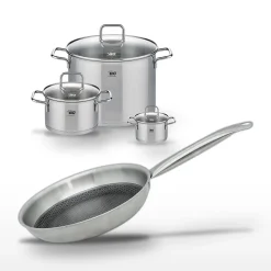 Lot de 3 Faitouts Elo Relief Solution 12/20/26 cm et Poêle 28 cm