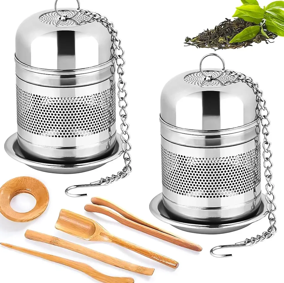 Lot de 2 infuseurs à thé en acier inoxydable avec chaîne