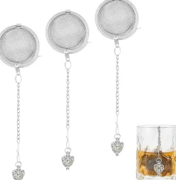 Lot de 3 infuseurs à thé en acier inoxydable avec cœur