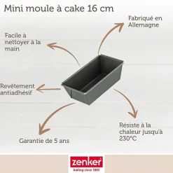 Lot de 4 mini moules à cakes 15 cm Zenker Special Mini