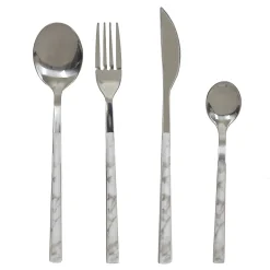 Lot de 3 Ménagères manche effet marbre 48 couverts