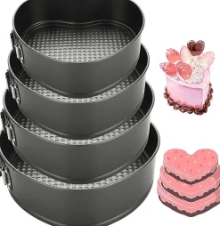 Lot de 4 moules à gâteau en forme de cœur - 18 cm/20 cm/22 cm/24 cm - Avec revêtement antiadhésif