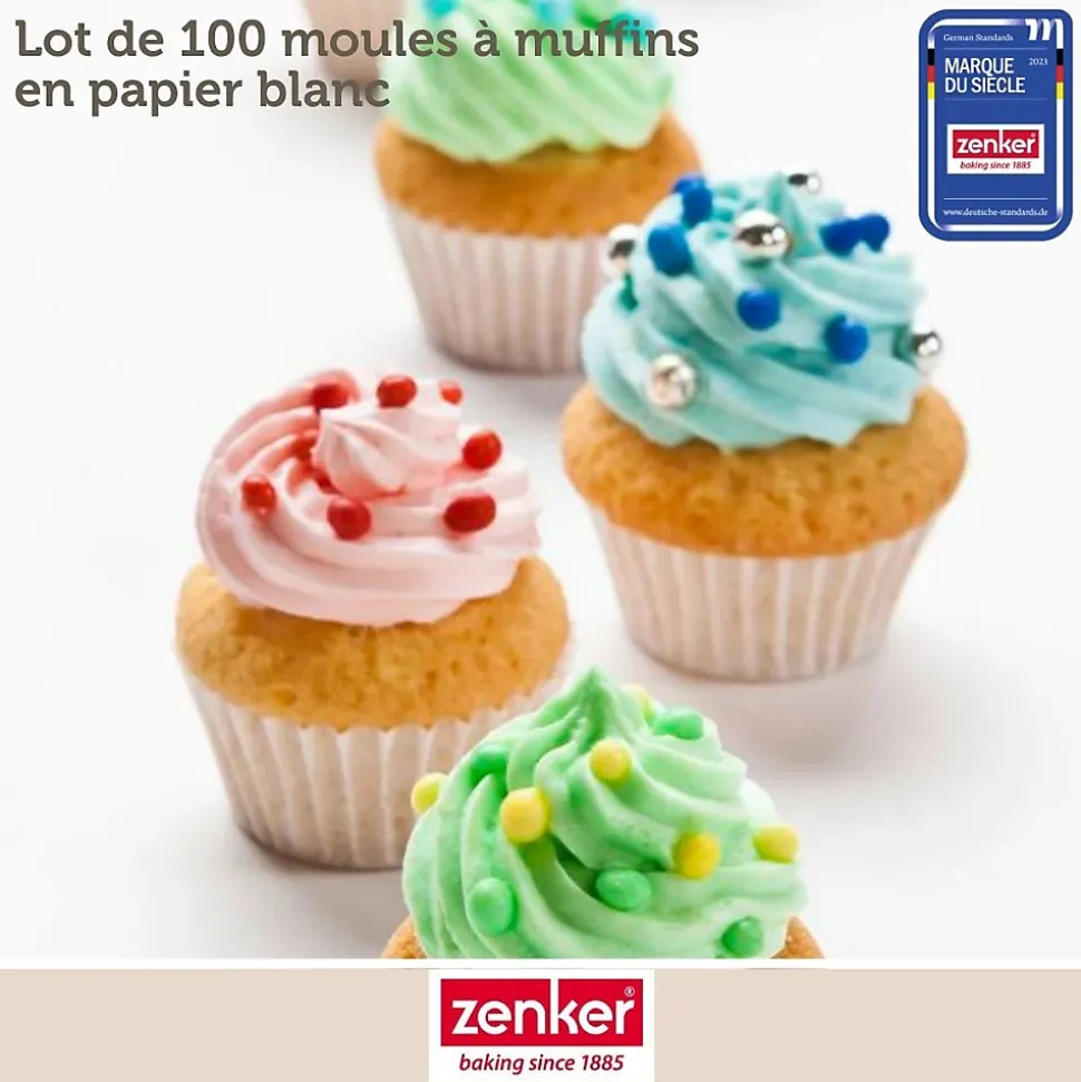 Lot de 100 moules à muffin en papier 7 cm Zenker Smart Pastry