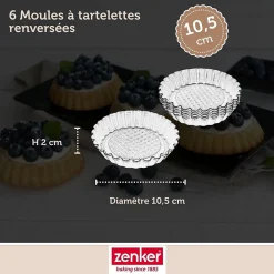 Lot de 6 moules à tartelettes 10 cm Zenker Black Metallic