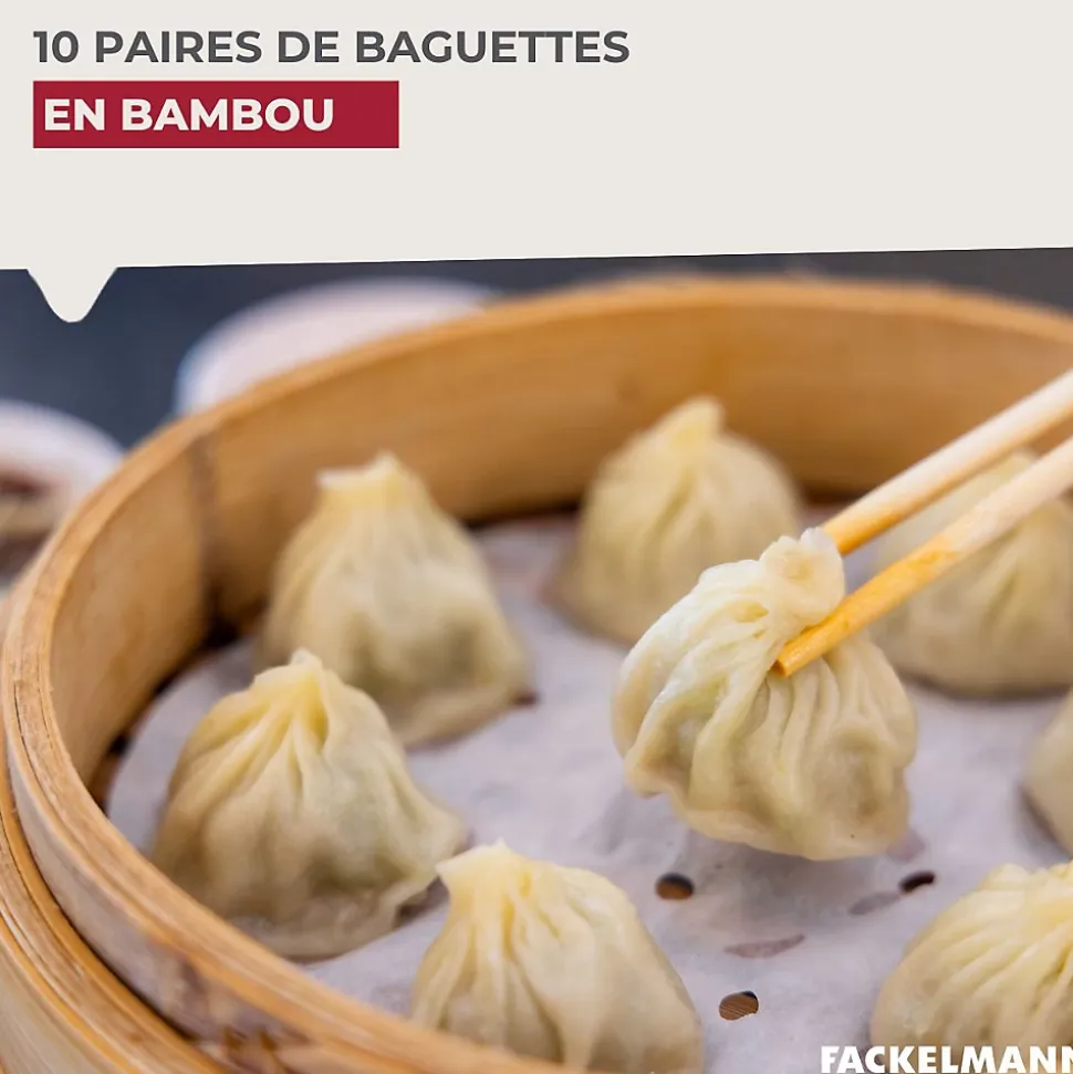 Lot de 10 paires de baguettes de 23cm en bambou Fackelmann Asia Line