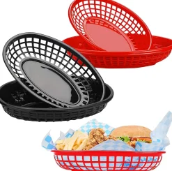 Lot de 6 Paniers Alimentaires Plastique Rouge & Noir