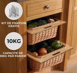 Lot de 2 Paniers Coulissants en Osier 600 mm