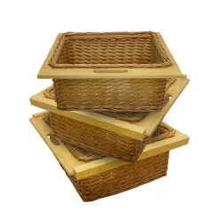 Lot de 3 Paniers Coulissants en Osier 600 mm