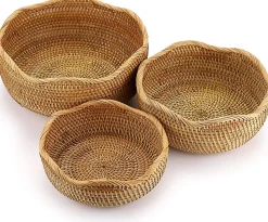 Lot de 3 paniers en osier pour fruits et rangement