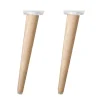 Lot de 2 pieds coniques DECO-GEM pour table basse en bois, hêtre vernis, à visser, H.30 cm