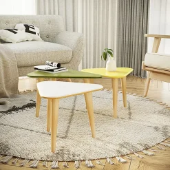 Lot de 2 pieds coniques DECO-GEM pour table basse en bois, hêtre vernis, à visser, H.30 cm