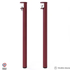 Lot de 2 pieds cylindriques DECO-GEM pour table mange debout en acier époxy red brown métallisé à vis-étau, H.90 cm
