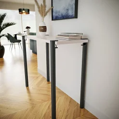 Lot de 2 pieds cylindriques DECO-GEM pour table mange debout en acier époxy noir à vis-étau, H.90 cm