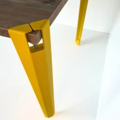 Lot de 2 pieds d'angle DECO-GEM pour table mange debout en acier finition époxy champagne à vis-étau, H.90 cm