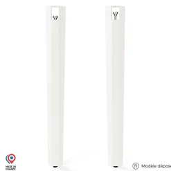 Lot de 2 pieds d'angle DECO-GEM pour table mange debout en acier finition époxy blanc à vis-étau, H.90 cm