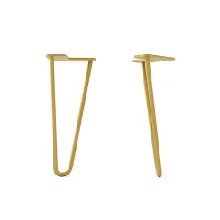 Lot de 2 Pieds de table basse acier - Gemini - couleur doré Hauteur : 28,4 cm