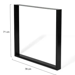 Lot de 2 pieds de table carrés 78x71 cm noir design industriel