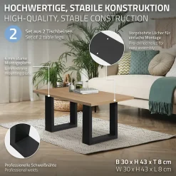 Lot de 2 pieds de table ECD Germany forme rectangulaire 30x43 cm noir acier revêtu par poudre