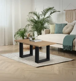 Lot de 2 pieds de table ECD Germany forme rectangulaire 30x43 cm noir acier revêtu par poudre