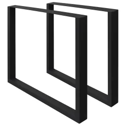 Lot de 2 pieds de table ECD Germany forme rectangulaire 70x72 cm noir acier revêtu par poudre