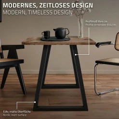 Lot de 2 pieds de table ECD Germany forme trapèze 60x72 cm noir acier revêtu par poudre robuste