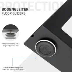 Lot de 2 pieds de table ECD Germany forme trapèze 60x72 cm noir acier revêtu par poudre robuste