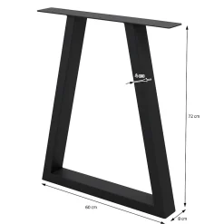 Lot de 2 pieds de table ECD Germany forme trapèze 60x72 cm noir acier revêtu par poudre robuste