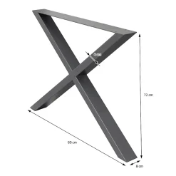 Lot de 2 pieds de table ECD Germany forme de X 60x72 cm anthracite acier revêtu par poudre robuste