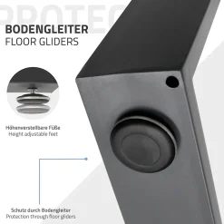 Lot de 2 pieds de table ECD Germany forme rectangulaire 80x72 cm anthracite acier revêtu par poudre