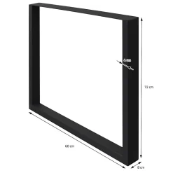 Lot de 2 pieds de table ECD Germany forme rectangulaire 60x72 cm noir acier revêtu par poudre