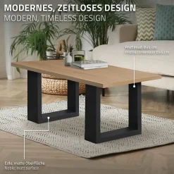 Lot de 2 pieds de table ECD Germany forme rectangulaire 40x43 cm noir acier revêtu par poudre