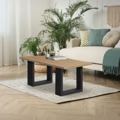 Lot de 2 pieds de table ECD Germany forme rectangulaire 40x43 cm noir acier revêtu par poudre