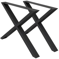Lot de 2 pieds de table ECD Germany forme de X 60x72 cm noir acier revêtu poudre design industriel