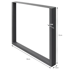 Lot de 2 pieds de table ECD Germany forme rectangulaire 70x72 cm anthracite acier revêtu par poudre