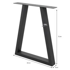 Lot de 2 pieds de table ECD Germany forme trapèze 60x72 cm anthracite acier revêtu par poudre