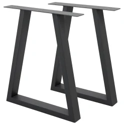 Lot de 2 pieds de table ECD Germany forme trapèze 60x72 cm anthracite acier revêtu par poudre