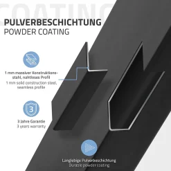 Lot de 2 pieds de table ECD Germany forme rectangulaire 80x72 cm noir acier revêtu par poudre