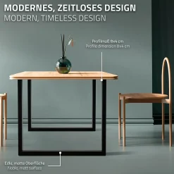 Lot de 2 pieds de table ECD Germany forme rectangulaire 80x72 cm noir acier revêtu par poudre