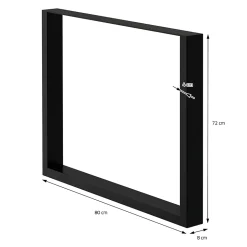 Lot de 2 pieds de table ECD Germany forme rectangulaire 80x72 cm noir acier revêtu par poudre