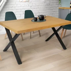 Lot de 2 pieds de table forme X 72x73 cm noir design industriel